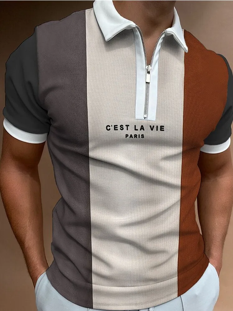 

2022 New Summer Men's Polo Shirt Joining Together Letters Color Polo Shirts Brand Men Short-Sleeved Tees Shirt Man Clothes S-3XL