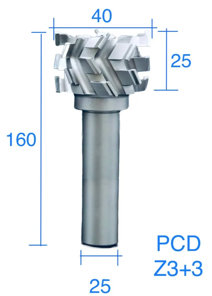 

Алмазная спиральная Концевая фреза Vsharp PCD диаметром 40x25x25x160 л Z3 + 3