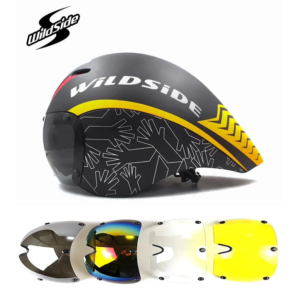 

Bike Race TT Helmet with Lens Goggles,Road Triathlon Tri Aero Helmet,Men Women Lens Goggles Bicycle Helmet,Cycling Equipment