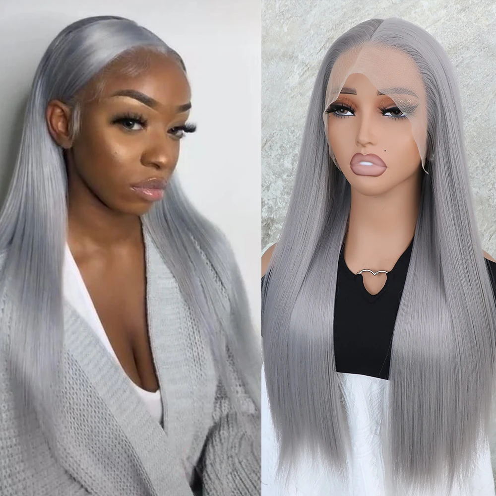 Apolaurel Синтетический парик спереди для женщин прямые длинные шелковистые волосы