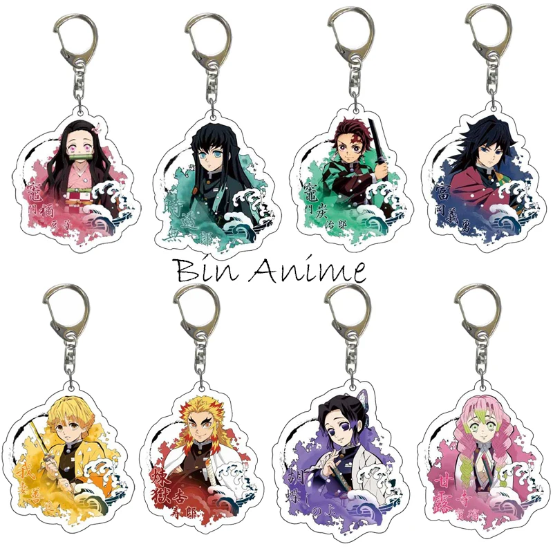 

Hot Anime Demon Slayer Keychain Acrylic Kimetsu no Yaiba Blade of Ghost Keychains Cover Chain Keyring Jewelry Accessories Gifts