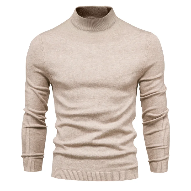 Y2k Spring Autumn New Men's Solid Color Thickened Warm Sweater Half-turtleneck Slim Sweater Men Microelastic Pullover Leisure