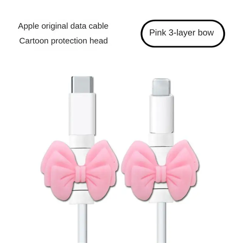 

Bow Series Is Suitable For Iphone 13/12pro And Ipad20 Data Cable Protection Head Cartoon Protective Cover To Prevent Breaking