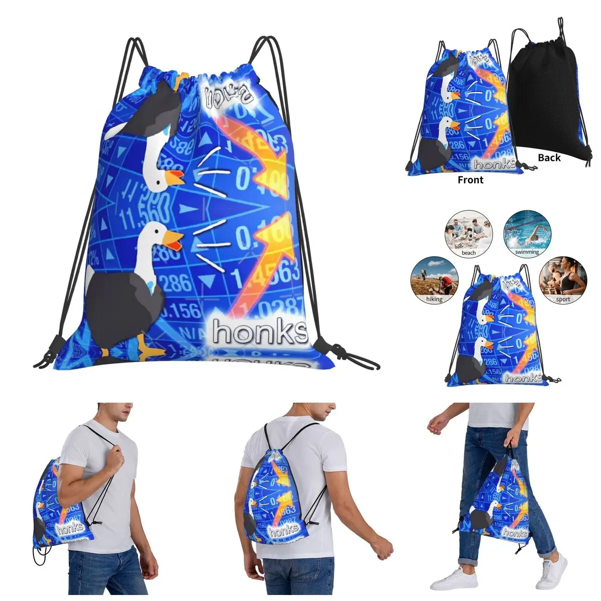 

Backpack Funny Novelty Drawstring Bags Gym Bag Honks Graphic Knapsack