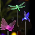 Фонарь наружный, меняющий цвет, садовый декор, Ландшафтная лампа, водонепроницаемый фонарь с заземлением птицы, бабочки, стрекозы