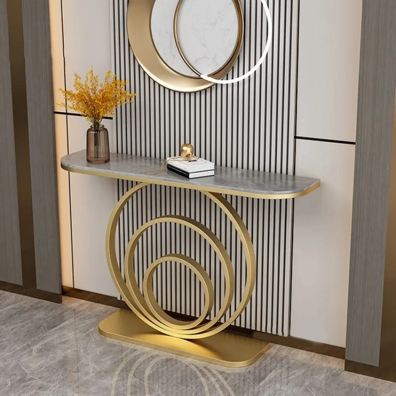 Минималистичные железные консольные столики шиферный узкий приставной столик