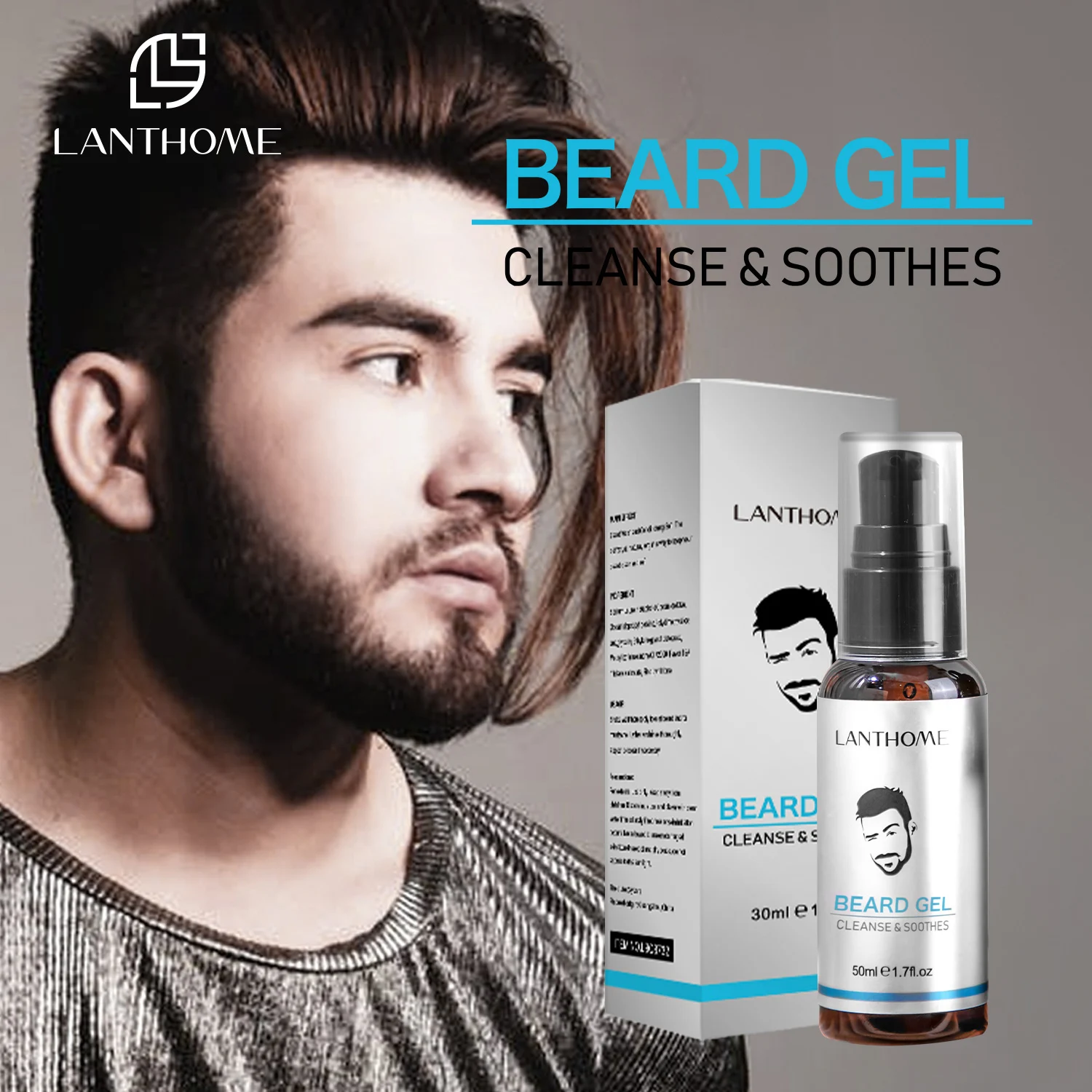 

Beard cleansing gel Men's Beard Shampoo Moisturiser Deep Cleansing Nourishing smooth Beard Cleanser for Men 50ML