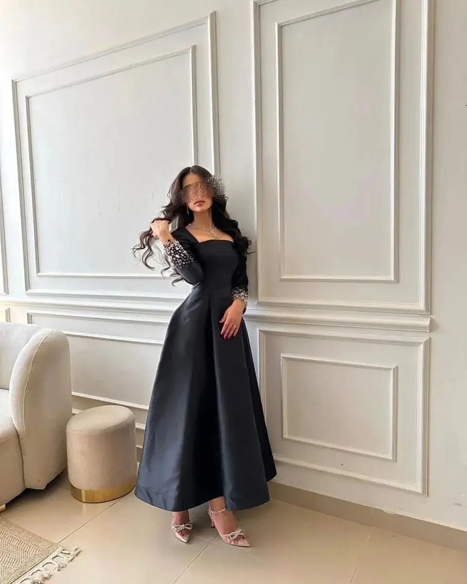 

Off The Shoulder Vinatge Formal Evening Gowns Long Sleeves Tiered فساتين سهرة Ankle Length Elegant Prom Dresses Party Women