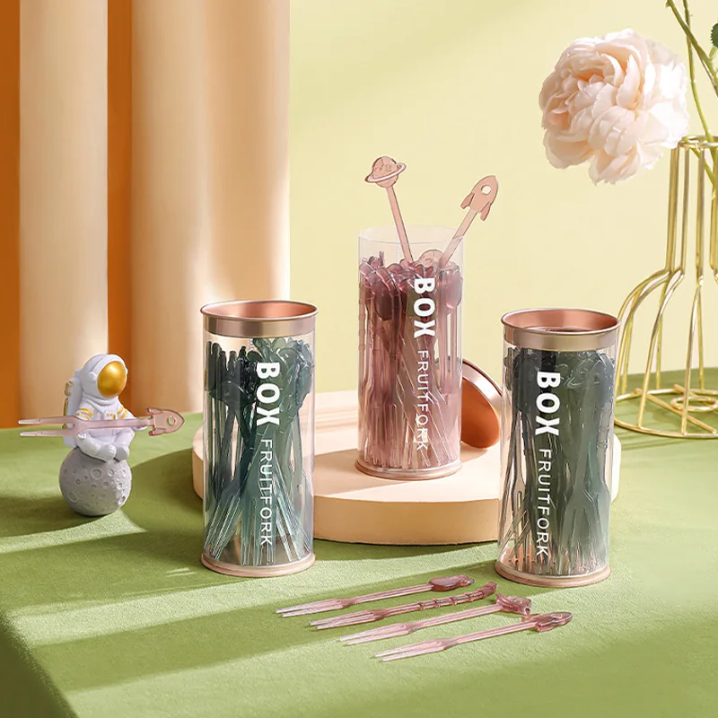 

Вилка для фруктов, 36 шт./корт, вилка для десертов с милыми рисунками из мультфильмов, маленькая вилка для домашней пластиковой закуски, вилка...