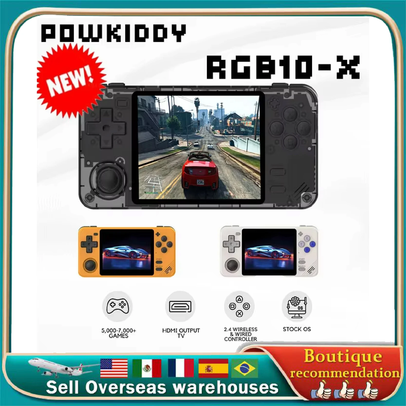 Портативная игровая консоль POWKIDDY RGB10X в стиле ретро 3 5-дюймовый IPS-экран 4:3 ArkOS