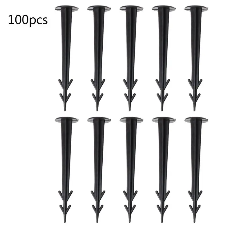

100Pcs Plastic Garden Cover Cloth Securing Stakes Spikes Lawn Pins Pegs Sod Stap