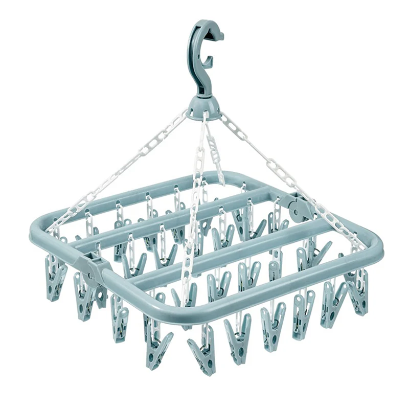 

Multi-functional Plastic 32Clip Folding Clothes Dryer Hanger Children Adults Clothes Dryer Windproof Socks Underwear Drying Rack