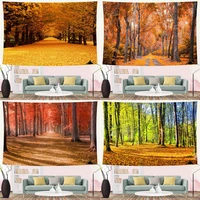 autumn forest orange tapestry maple leaves landscape sunlight bohemian wall hanging tapestries hippie bedroom background blanket