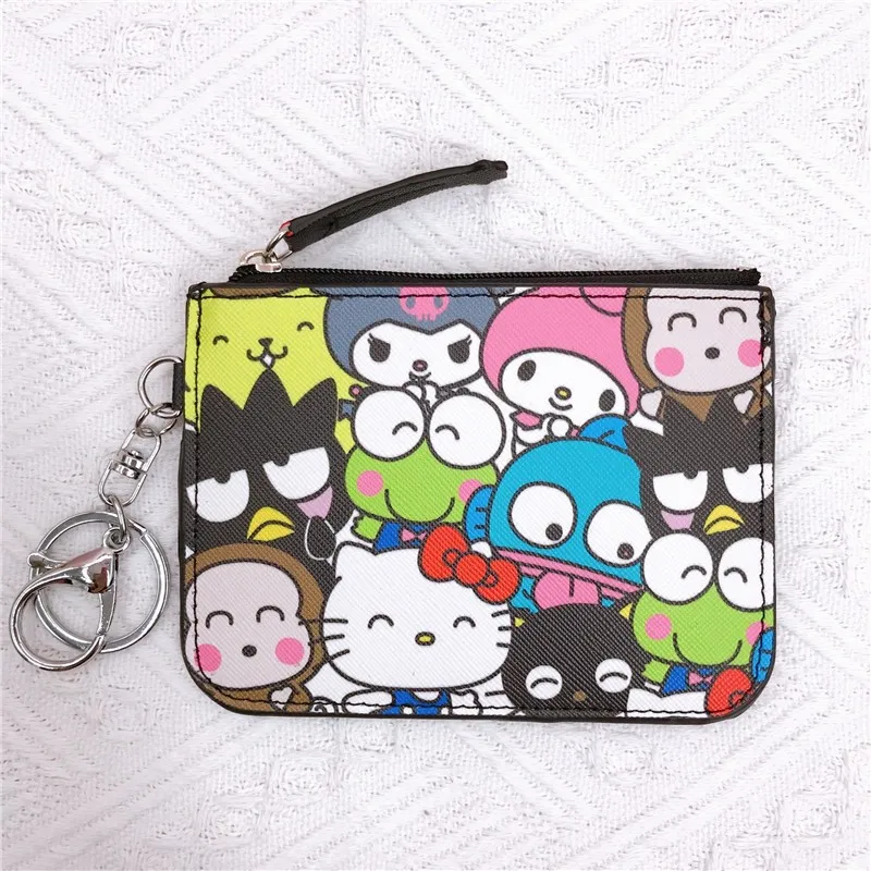 Sanrio Series Coin Purse Kawaii Hello Kitty Cartoon Bag Melody Cute Wallet Pu Card Holder Cute Coin Purse Keychain Pendant Girl images - 6