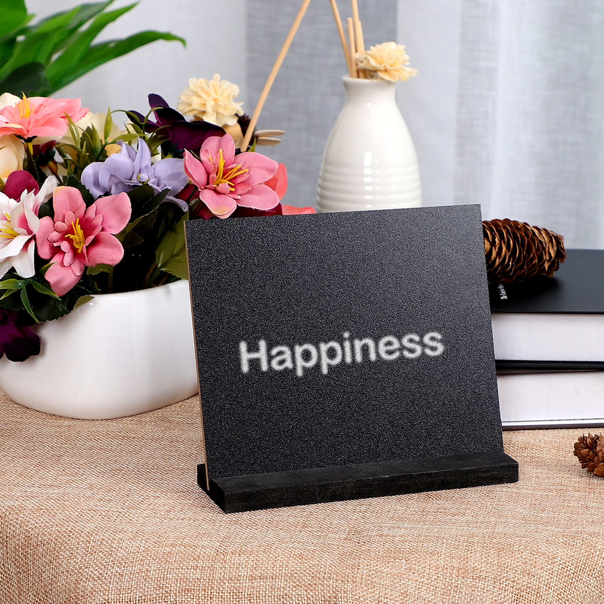 

Wood Mini Chalkboard Memos Message Board with Easel Double Side Label Black
