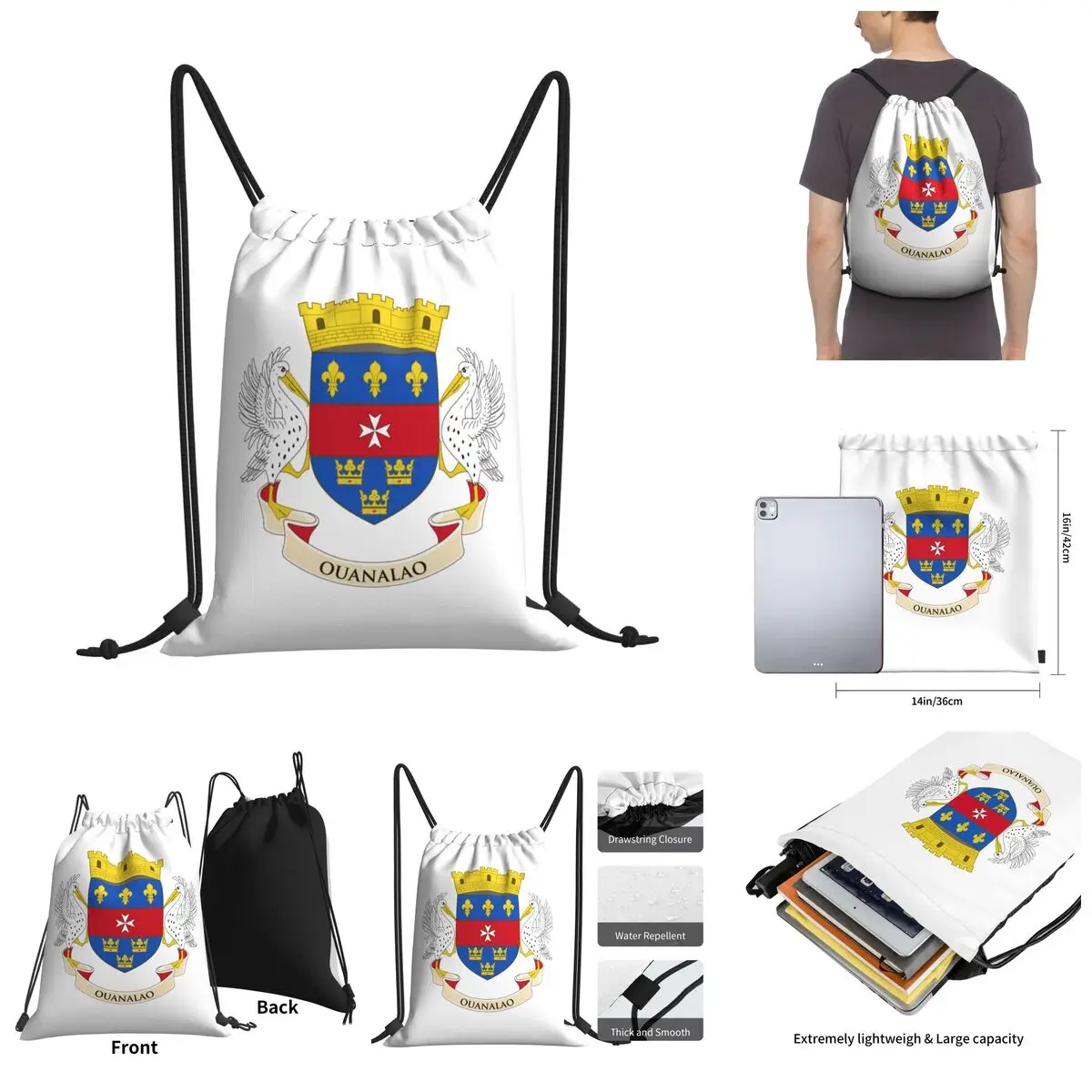 

Flag Of Saint Barthélemy (local) Drawstring Bags Gym Bag Cute Backpack Graphic Flags of the regions of France Blanket roll