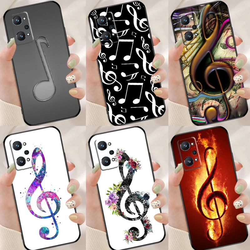 Treble Clef Music Note Case For Realme 8i 8 Pro GT Neo 2 Master C3 C21 Back Cover For OnePlus 9 Pro 8T 9R Nord2