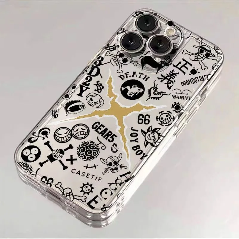 Anime For O-Ones Pieces Luffys Phone Case iPhone 16 15 14 13 12 11 Mini Pro Max X XR XSMax 7 8 Plus SE20 Transparent Cover