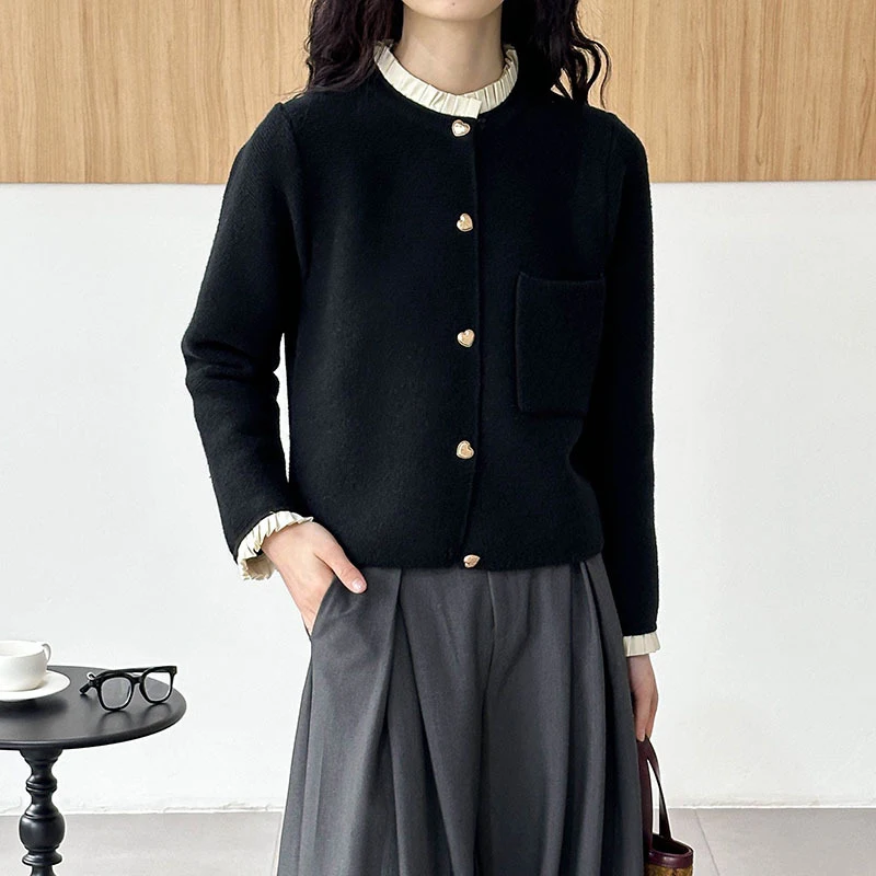 2024 женский весенний свитер на одной пуговице с воротником-стойкой накидка пальто