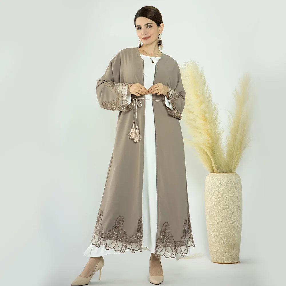 2023 Middle East Türkiye Lace Cardigan Dress Muslim Abayas for Women Dubai Abaya Kimono Robes Fashion Islamic Clothing