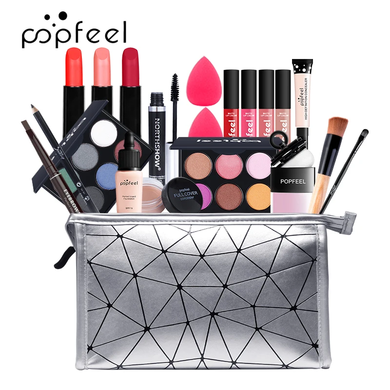 

Full Starter Makeup Kit For Beginners Foundation Concealer Eyeshadow Mascara Eyeliner Lip Gloss Makeup Gift Box Cosmetics Set