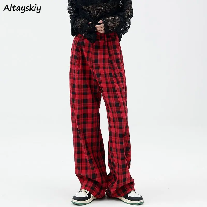 

Y2k Plaid Pants Women Summer Cozy Harajuku Teens Streetwear Boyfriend New High Waist All-match Trouser Pockets Design Pantalones