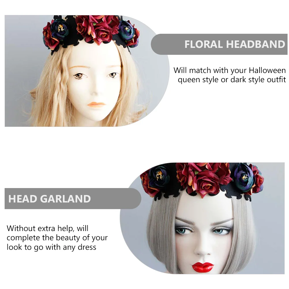 Хэллоуин венок цветочный головной убор роза череп готический цветок корона