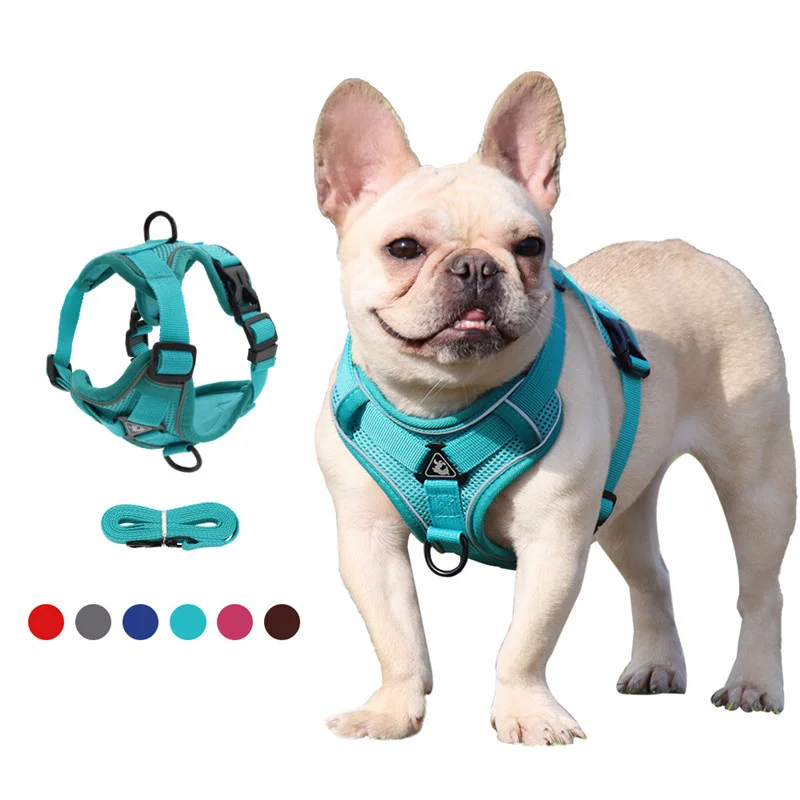

New Dog Harness Collar Escape Proof Lead Set Mesh Breathable Reflective Cat Necklace Pet Chest Strap for Small Medium Dogs Stuff