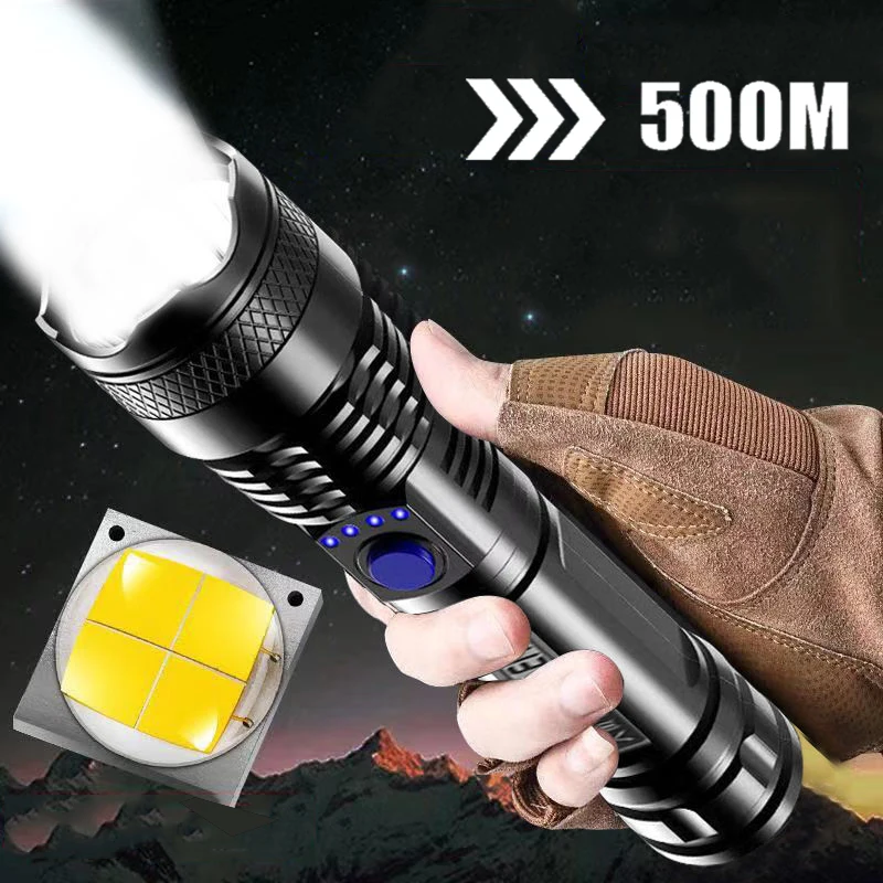 

Portable LED Flashlight Bright USB Rechargeable Torches ABS Waterproof Flashlights Outdoor Tactics Flashlight Camping Lights
