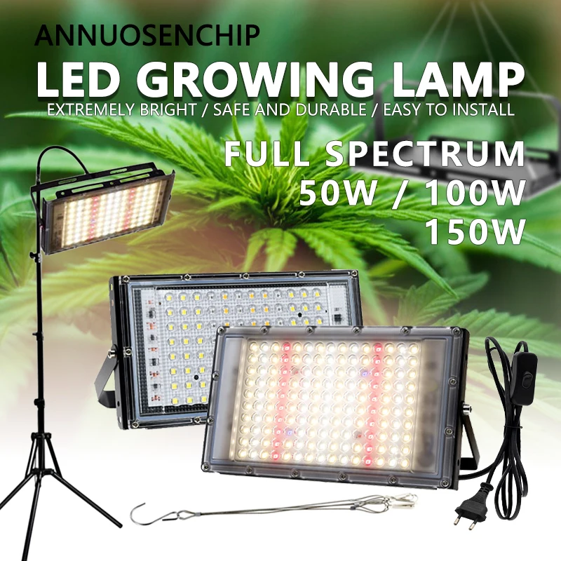 

New LED Full Spectrum Plant Grow Lighting 50W 100W 150W AC 110V 220V Tripod Wire Rope Indoor Greenhouse Sunshine Fill Lamp Bulb