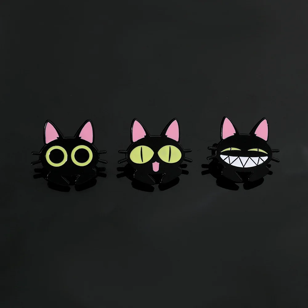 Персональная креативная металлическая брошь в виде мультяшного кота на Хэллоуин