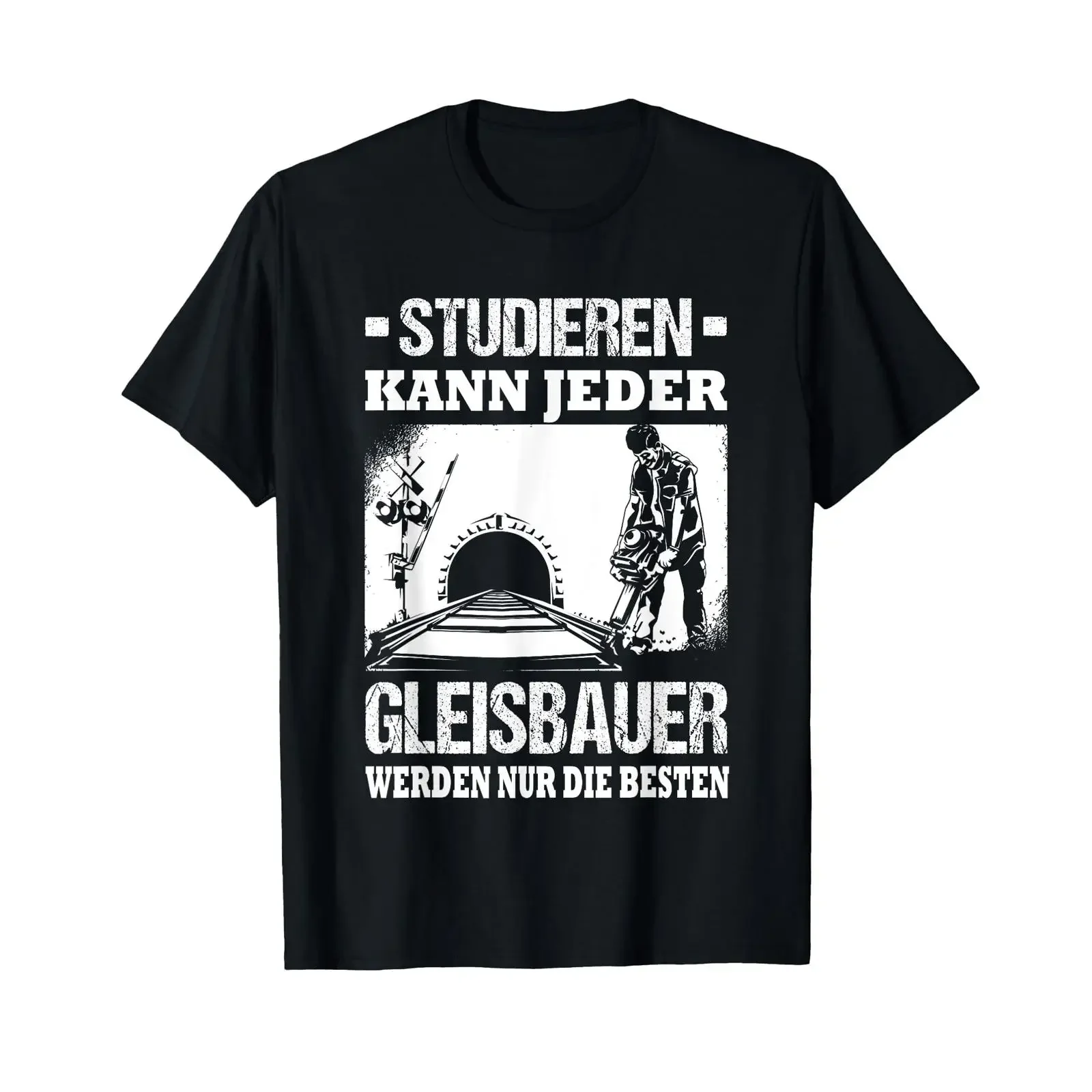 Фото Футболка Studieren Kann Jeder Gleisbauer Werden Nur The Best, винтажная, мягкая, с эффектом потертости, уличная, мужская, дышащая, повседневная, с графическим принтом №1