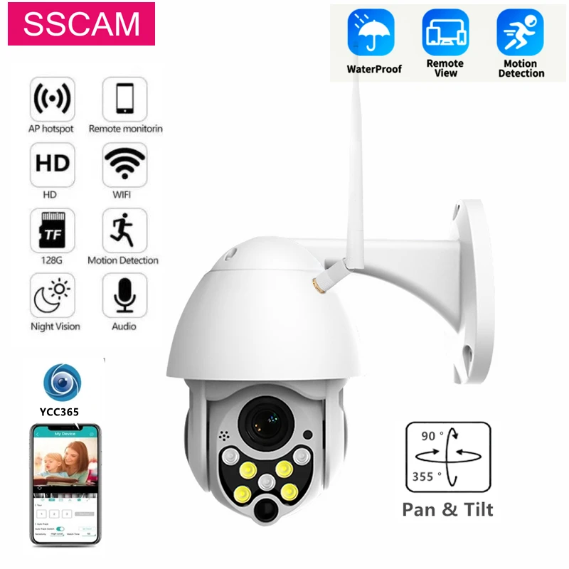 

YCC365 Plus Wifi Camera Outdoor 2MP CCTV Security Camera PAN TILT Waterproof Speed Dome Wireless Surveillance Camera 20M IR