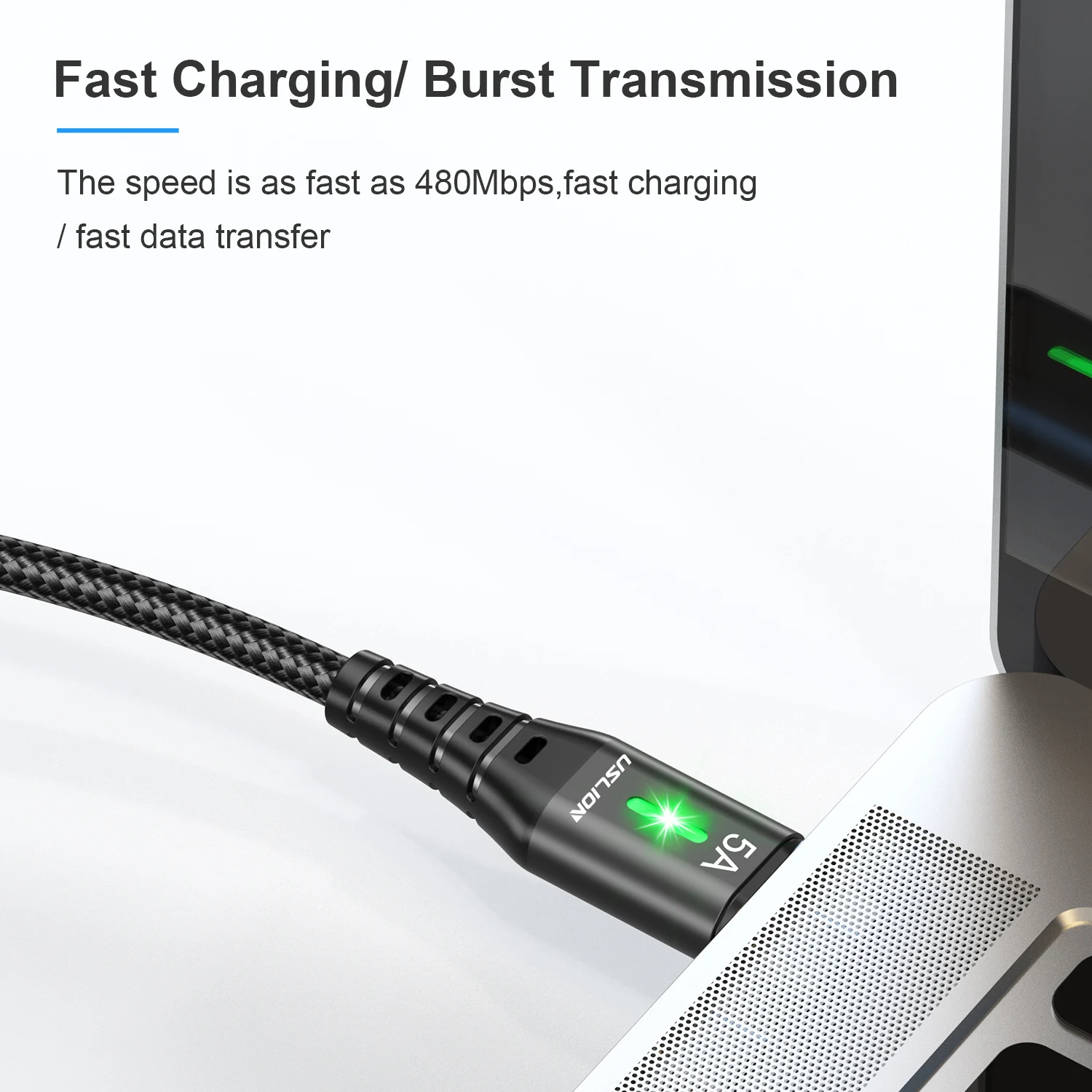 USLION 5A USB Type C Cable Mobile Phone Fast Charging Data Cord For Samsung S22 Xiaomi 12 Pro Poco F3 X4 GT Oneplus 10 Realme 3M