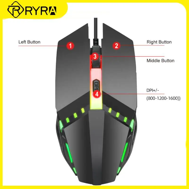 

RYRA 1600DPI 2.4Ghz Gamer Mouse USB2.0 Wired Mouse 4D Office Mouse USB Mute Compatible 3 Keys Gaming Mice 3-Gear Optical Adapter