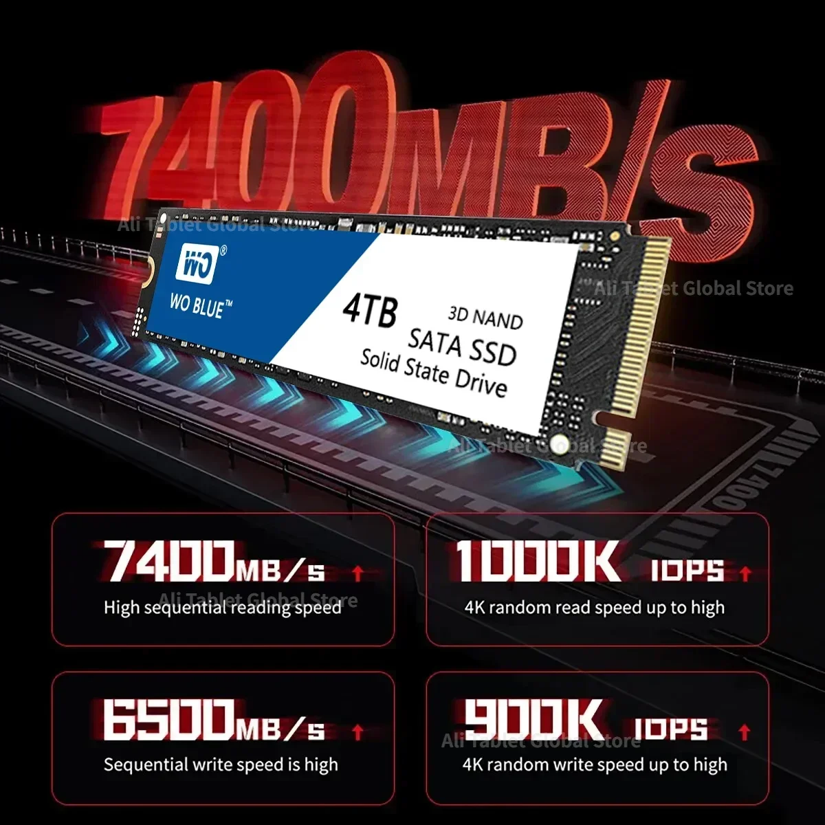Western Original Blue PS5 SSD M.2 NVMe 500 ГБ 1 ТБ 2 4 3D NAND 2280 7400 МБ/с Внутренний твердотельный
