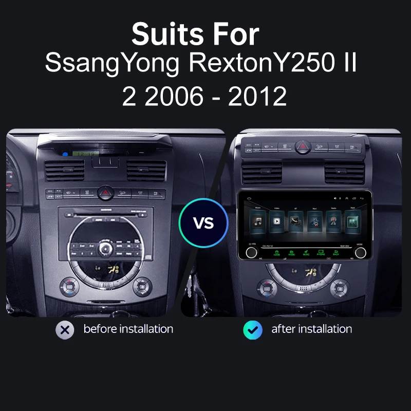 Автомагнитола 2 din 10 25 дюйма IPS Android для SsangYong Rexton Y250 II 2006-12 мультимедиа GPS-навигация