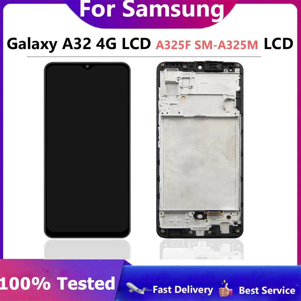 

OLED 6.4" Display For Samsung Galaxy A32 4G LCD A325F SM-A325M LCD Digitizer Touch Screen Assembly SM-A325F/DS A325 with Frame
