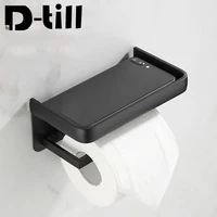 d till bathroom accessories toilet paper holder storage black silver tissue self punch free towel wc phone rack space aluminum