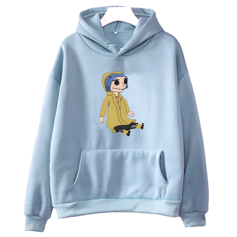 

Coraline Doll Cartoon Printed Hoodies Hot Movie TV Show Graphic Sweatshirts with Pocket Fleece Hooded Pullovers for Women Hoodie
