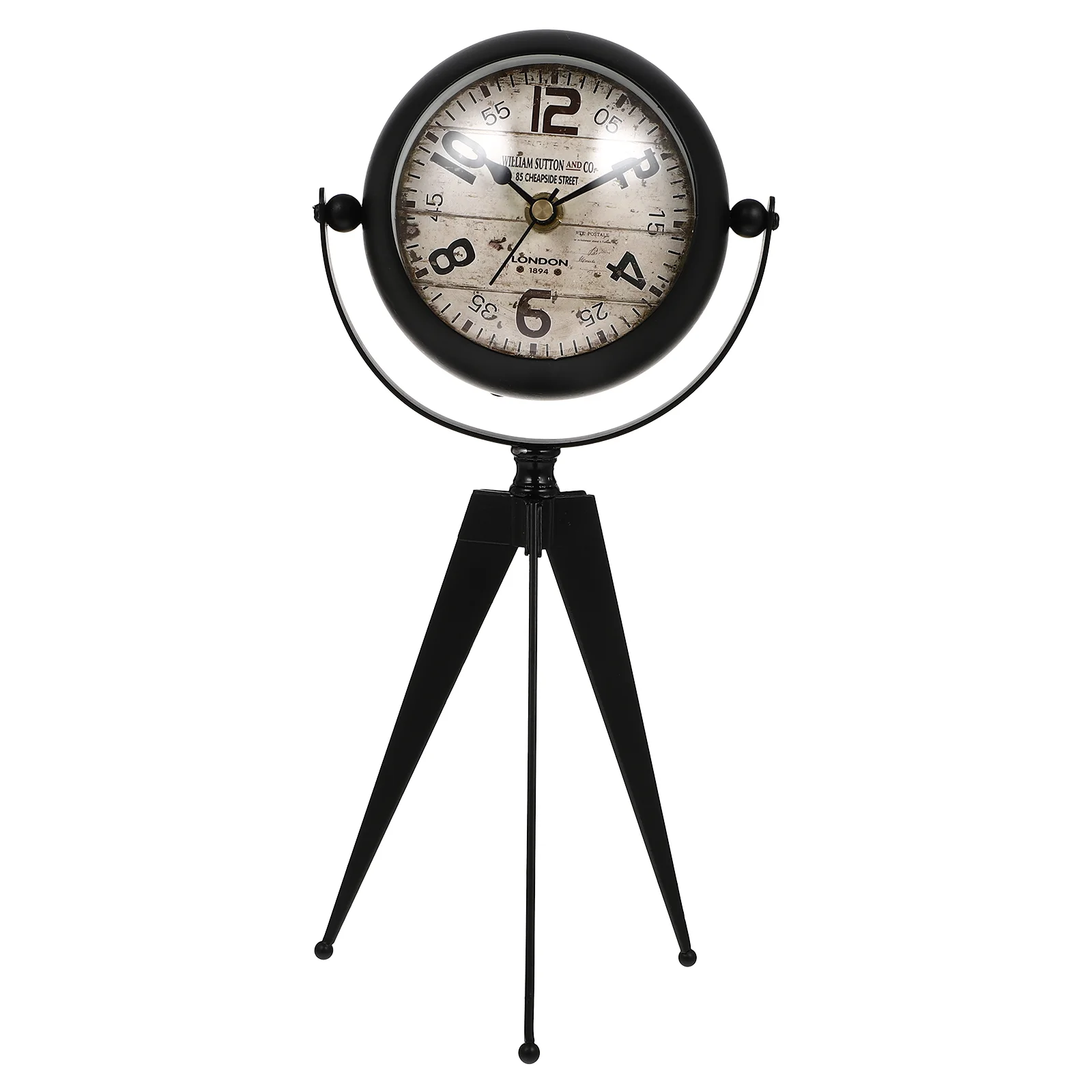 

Clock Vintage Alarm Silent Round Retro Number Iron Craft Metaloffice Floor Table Rustic Rotation Arabic Victoriandecorations