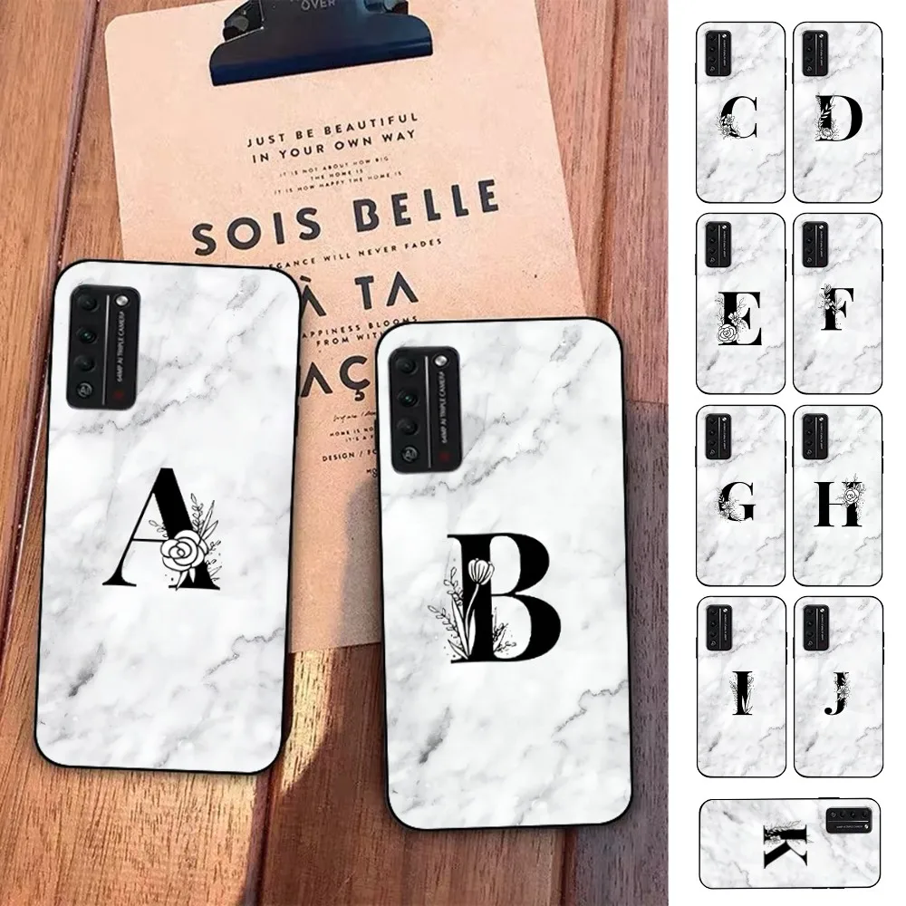 

Fashion Marble LetterS Phone Case For Huawei Honor 10 lite 9 20 7A 9X 30 50 60 70 pro plus Soft Silicone Cover