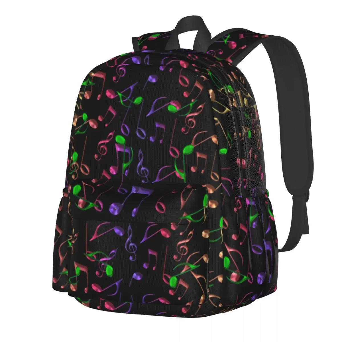

Music Notes Backpack Psychedelic Rainbow Print Cool Backpacks Unisex Hiking Soft High School Bags Design Rucksack