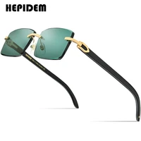 hepidem crystal lens buffalo horn glasses men luxury rimless square sunglasses women eyewear buffs eyeglasses 0037