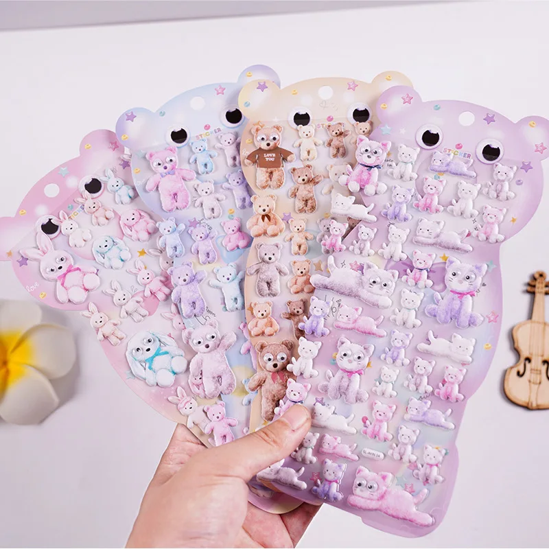 

Kawaii Bear Rabbit Bunny Sticker Cartoon 3D Foam Stickers for Kids Gift Bonus Stickers Deco Stickers Stationery Stickers