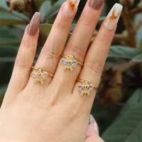 delicate crystal butterfly rings for women aaa color zircon finger ring open cuff engagement wedding party jewelry gifts