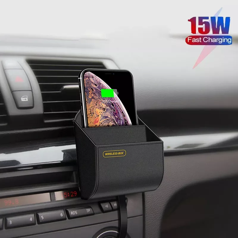 

15W 3 In 1 Car Smart Wireless Fast Charger for Iphone 12promax 13 Xr Charge Watch Hanging Quick Wireless Charging Storage Box