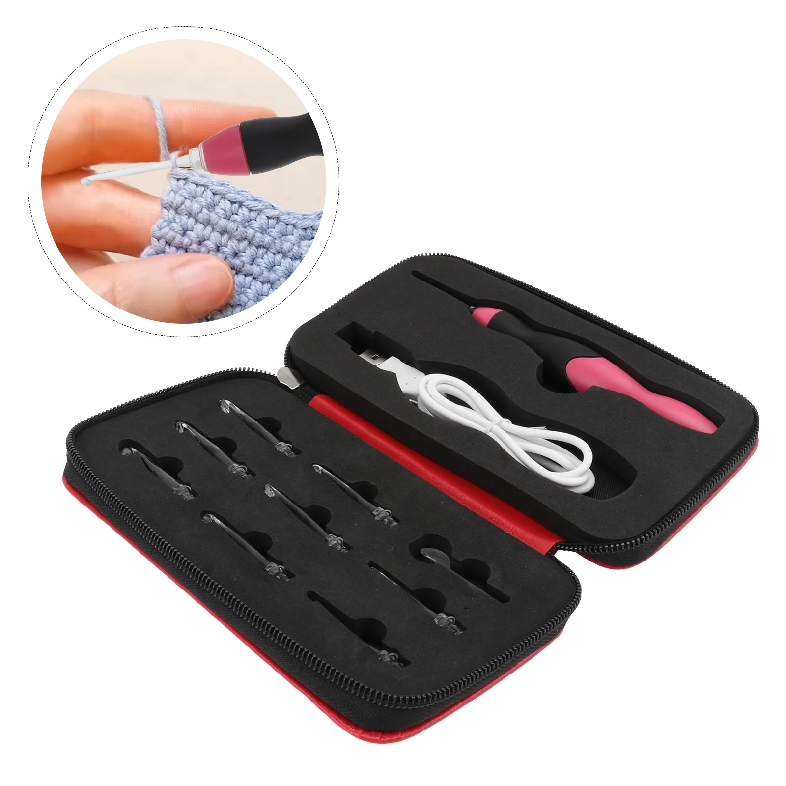 

Lighted Crochet Hooks LED Brightness Adjustable Knitting Needles Sewing Craft Tools Set for DIY Weave Yarn (Red)