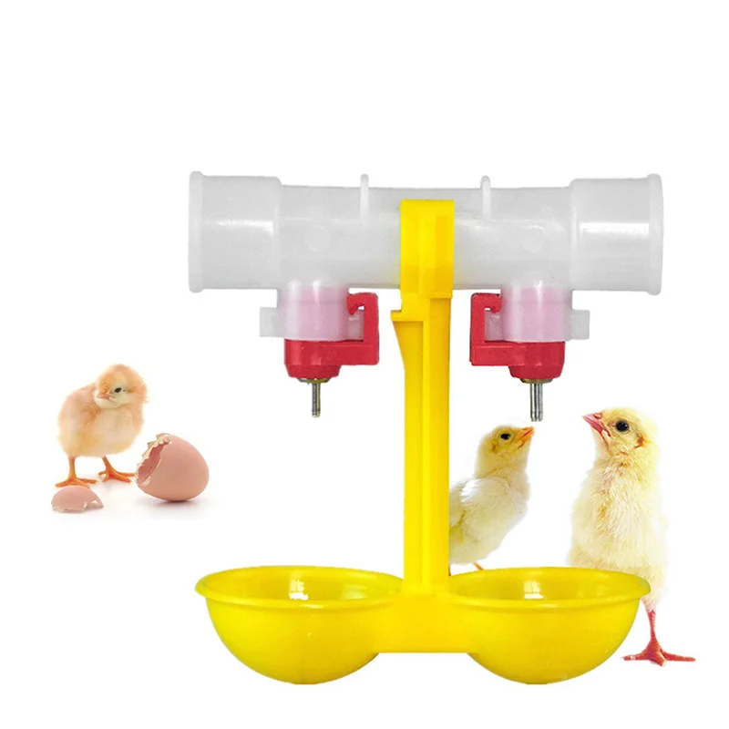 

Double Outlet Drinking Hanging Chickens Cups Nipple Drinker Poultry Waterer