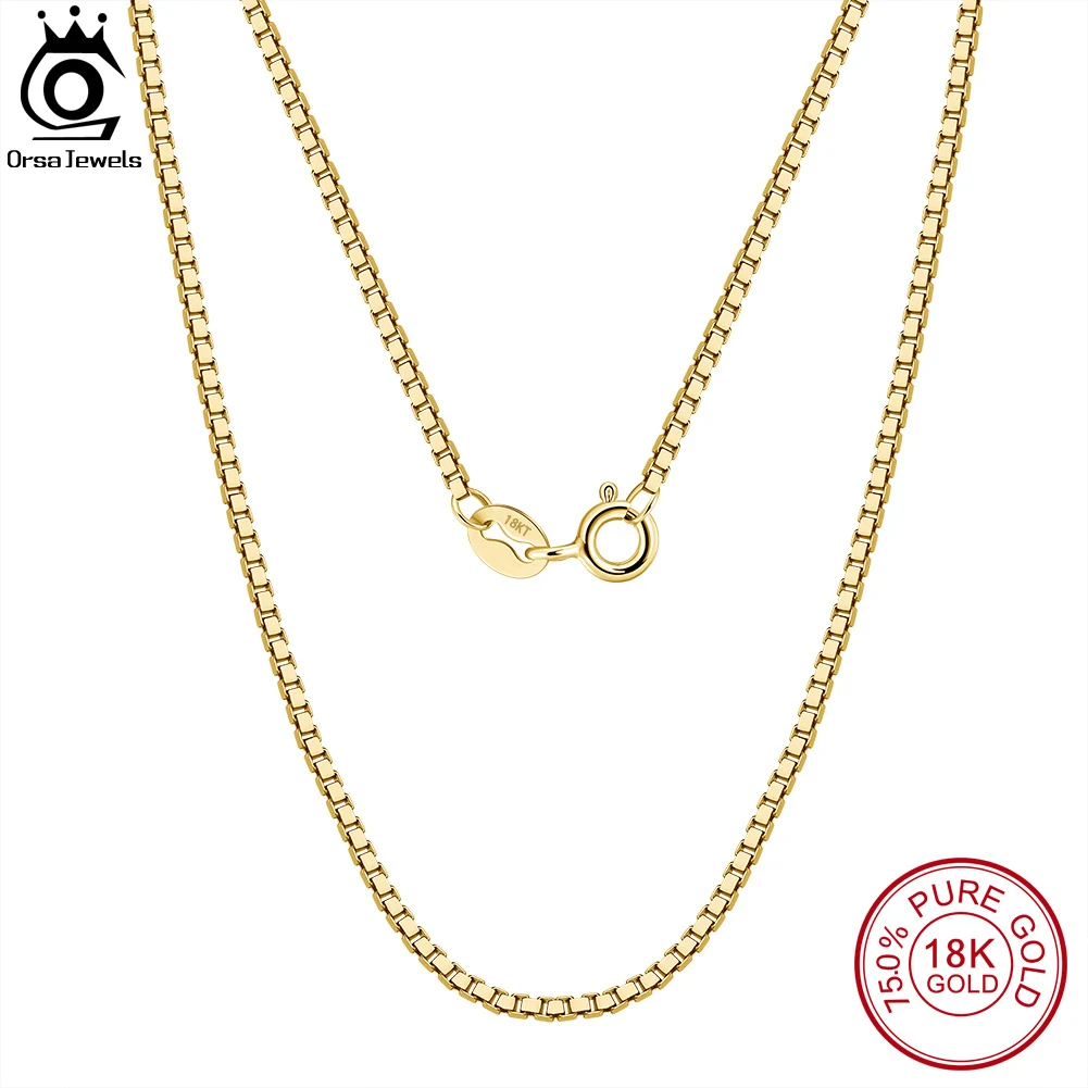

Ожерелье ORSA JEWELS из 18-каратного твердого золота с цепочкой 0,6/0,8/1,0 мм в коробке для женщин простое ожерелье из чистого белого/розового/желтого...